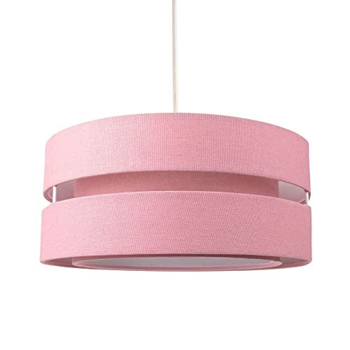 Abat-jour de plafond suspendu à trois niveaux en tissu de lin rose de qualité contemporaine par Happy Homewares
