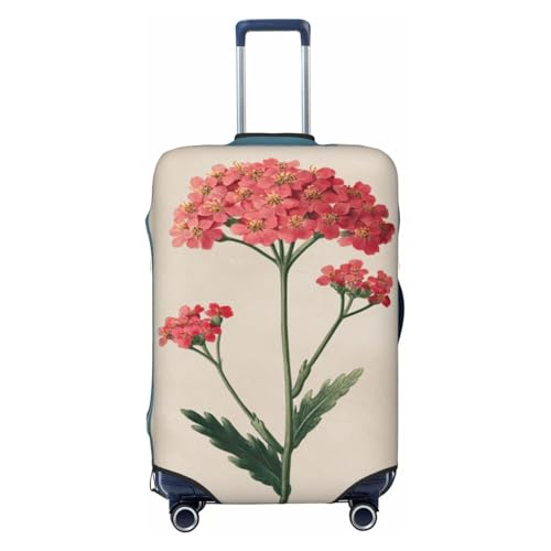 Vintage Pink Yarrow Flowe Elastic Travel Luggage Covers Dustproof Scratch-Resistant Suitcase Protector Fit 22-24 Inch