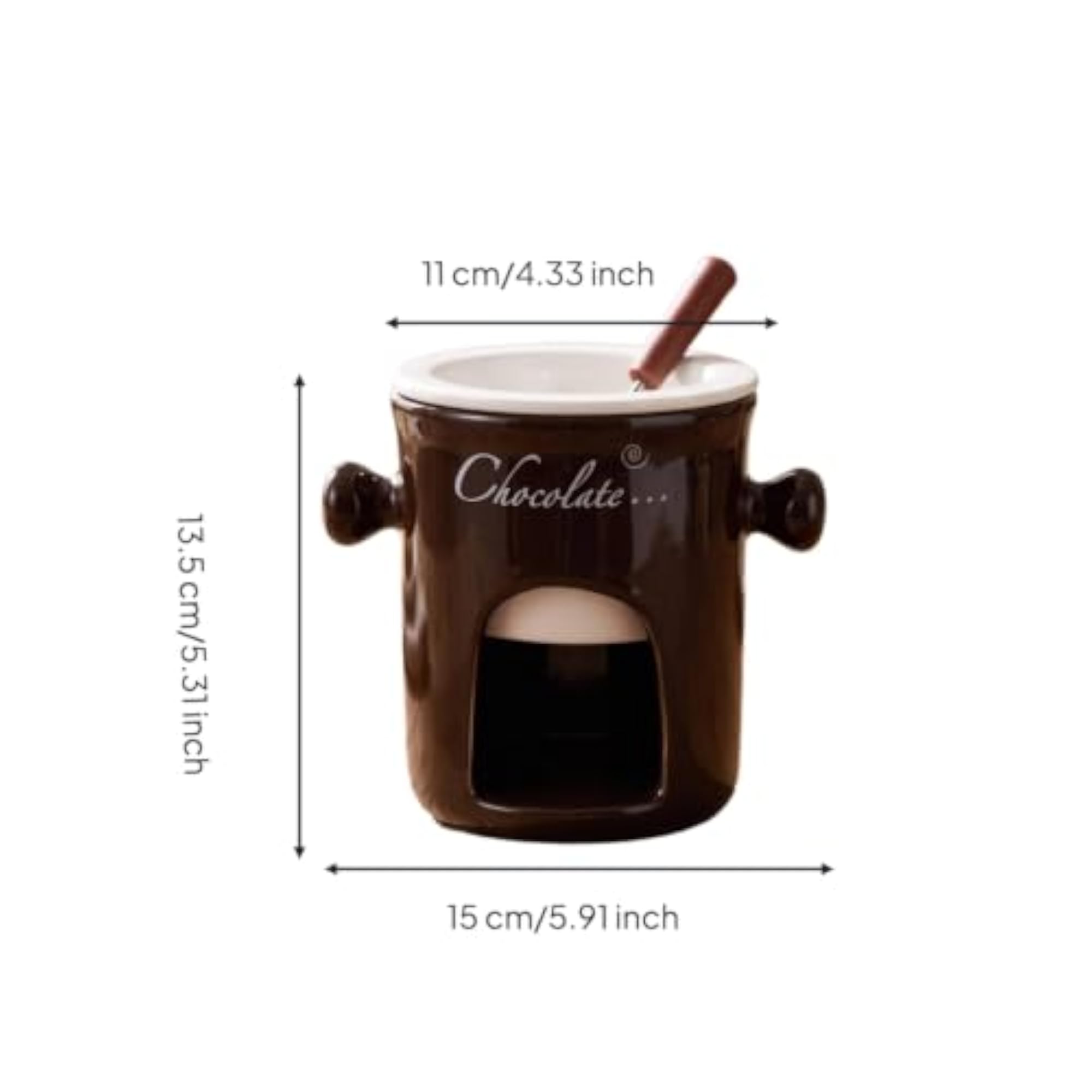 Ceramic Chocolate Fondue Mug, Heat-Resistant, Brown