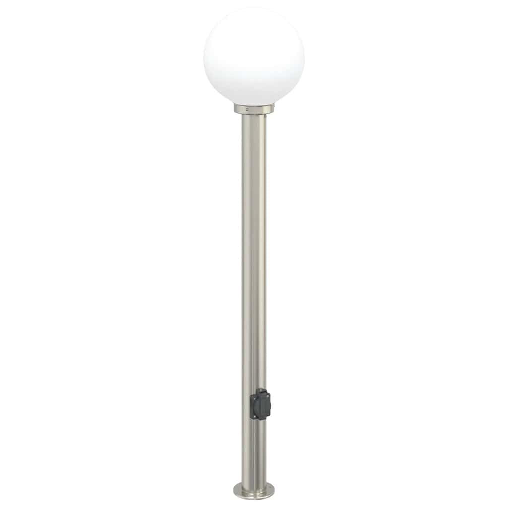 Lampy słupkowe ze stali nierdzewnej z ochroną IP44, 3 sztuki, wysokość 120 cm, z gniazdkiem, do użytku na zewnątrz, na taras, do ogrodu, oświetlenie drogi, trwałe, nowoczesne, stojące