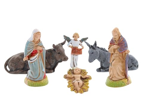 Moranduzzo Nativité 6 Personnages Adaptée à Crèche de 6 cm Échelle 1:32 – Mini 6 – Figurine Incassable, Style '700, Finition à la Main, Sculpteur M. Landi, Made in Italy