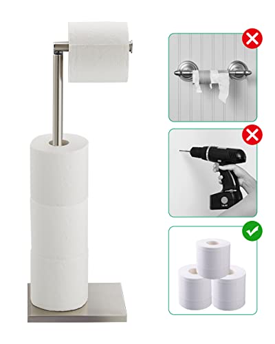 Toilet Paper Holder Stand, Free Standing Toilet Paper Roll Holder With Reserve For Bathroom, Stainless Steel Decluttr #TOP4