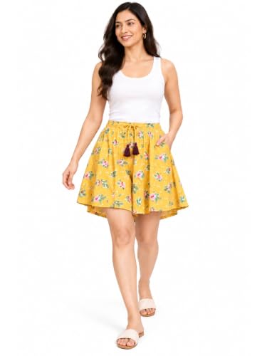 Image of B STORIES Women's Viscose Printed Lounge Culotte Shorts (Pack of 2)