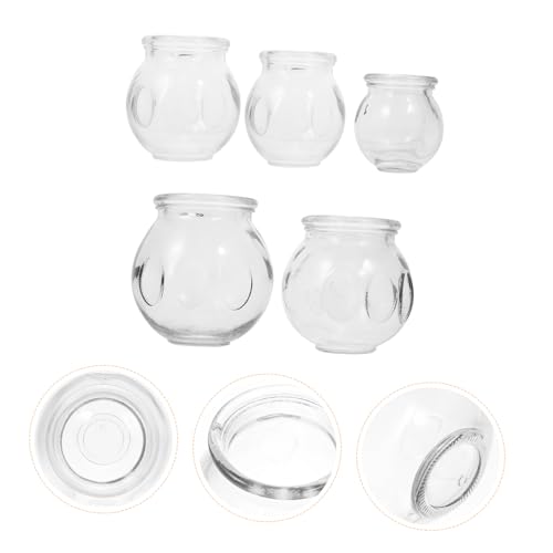 Set de 5 ventosas de vidrio para masaje en casa, ventosas de succión al vacío reforzadas para tratamiento de cupping, masaje linfático y anticelulítico miniatura 5