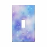 Moslion Blue Purple Shining Star Light Switch Plug Covers Sparkle Shine Bling 1-Gang Toggle Wall Plate Home Decor for Kitchen Bathroom Bedroom