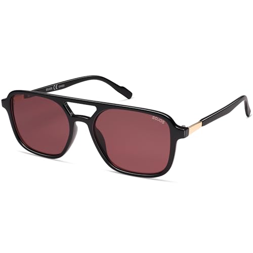 Image of SOJOS Retro Aviator Sunglasses for Women Men,Trendy Rectangle Womens Mens Shades Sun Glasses SJ2202