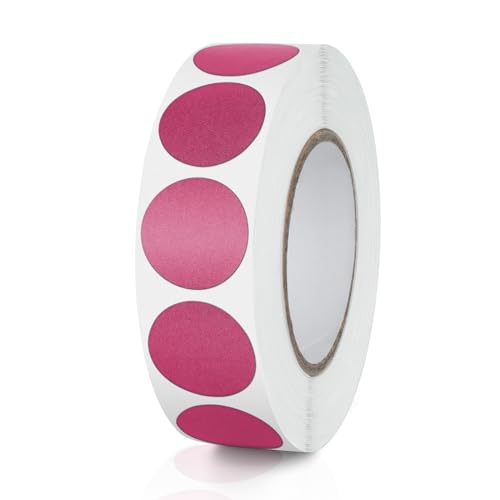 Meitaat Round Stickers Pink 3/4 Inch Circle Labels with Color Coding Dot Sticker Waterproof Removable Roll of 1000 PCS