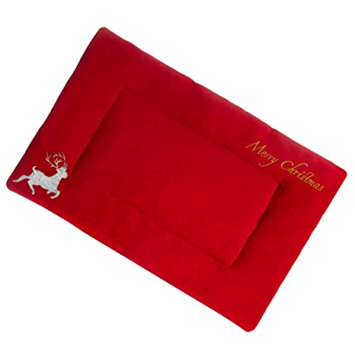 Milisten Weihnachten Haustiermatte Plüsch Warm Katzenbett Bequeme Hundematratze Unbedenkliches Material Gesunde Schlafumgebung Hirschmotiv Einzigartiges Design Sofa Hundebett Auto