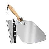 Mooues Pizza Peel Aluminum Pizza Spatula, Metal Pizza Paddle(14inx 16in) with Rocker Cutter Foldable Wood Handle, [Storage bag included], for Family Pizza Oven Baking Pizza, Dough, Bread & Pastry