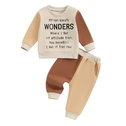 WZTYYDS Toddler Baby Boy Clothes Letter Print Long Sleeve Sweatshirt Tops Pants Sets Kids Fall Winter Contrast Outfit