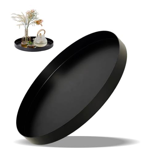 Deko Tablett Rund, 30 cm Edelstahl Serviertablett, Tablett...