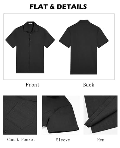 Image of COOFANDY Men's Button Down Shirts Short Sleeve Casual Shirts Summer Beach Linen Shirts with Pocket