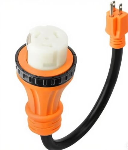 Image of NEMA 5-15P Male to SS2-50R Female, 50 Amp to 15 Amp 110 RV Adapter Plug, 15A to 50A 110V with Locking Connector,STW 10AWG, Heavy-Duty Power Cord 1.2 Inches