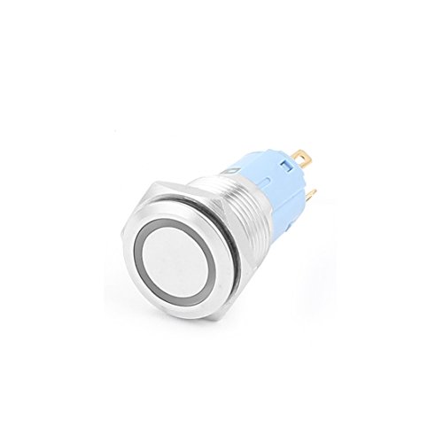 Aexit 24V 16mm Wall Switches Dia White LED Angle Eyes Momentory Metal Switches Pushbutton Switch