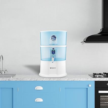 Image of Ruiquan 20L Gravity Water Purifier with Mineral Pot | UF Filter, Non-Electric | Stylish White Design for Office & Home Gravity-Based UF Filter for Clean, Safe Drinking Water