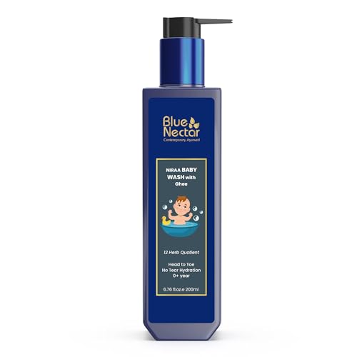 Blue Nectar Baby Wash with Organic Ghee | from Head to Toe | No Tear Hydration (200 ml, 9 Herbs)