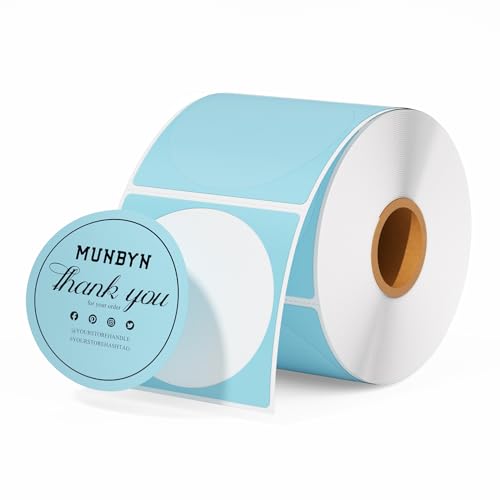 MUNBYN-2-Inch-Blue-Circle-Thermal-Sticker-Labels-Self-Adhesive-Round-Direct-Thermal-Labels-Multi-Purpose-Roll-Sticker-Labels-for-DIY-Logo-Design-QR-Code-Name-Tag-Inventory-750-Labels1-Roll