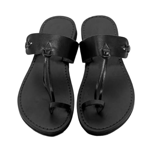 Summer Orthopedic Toe Ring Roman Sandals,Women Vintage Plantar Fasciitis Flip Flops,Non-Slip Pain Relief Bunion Slippers2