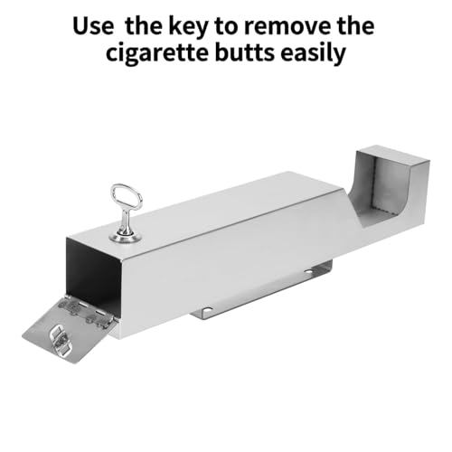 Posacenere da parete con serratura, in acciaio inox, contenitore per cenere per sigarette, impermeabile, contenitore per rifiuti esterni con chiave