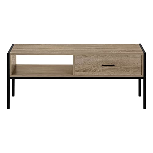 Monarch Specialties I 2876 Tv Stand, 48 Inch, Console, Media Entertainment Center, Storage Drawer, Living Room, Bedroom, Laminate, Metal, Brown, Black