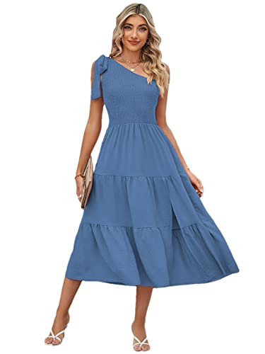 Robe longue d'été plissée fente bleu XL : fini l'inconfort de la chaleur