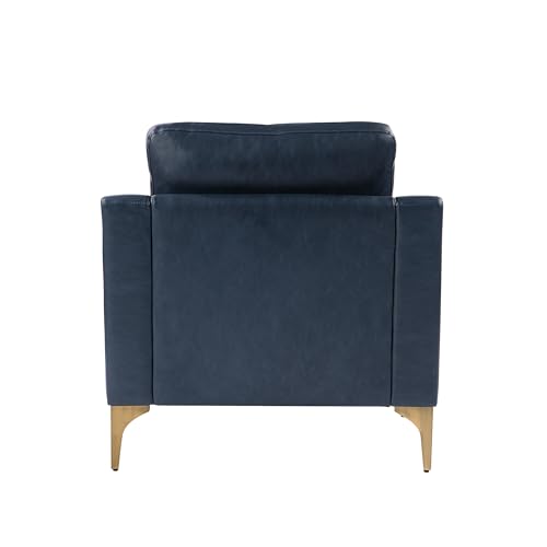 Image of Serta Triton 33.5 inch Arm Chair, Transitional Modern, Dreamcoil Comfort, Metal Legs, Vegan Leather, Navy Blue