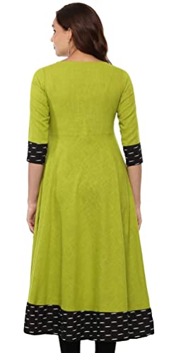Yash Gallery Women Cotton Slub Printed Anarkali Kurta(Green) - Image 4