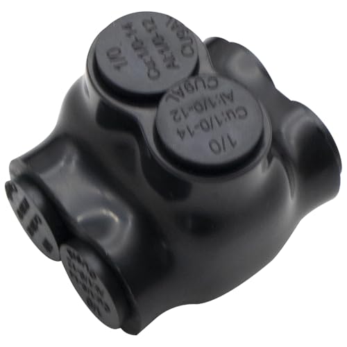 1/0-14AWG Insulated 2 Port Inline Splice Connector Black Wire Connectors,Allen Hex 3/16" Insulated Cable Connectors Pre-Loaded Oxide Inhibitors,UL Listed(1pcs)
