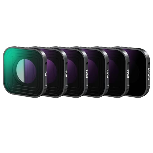 NEEWER CPL Filtre ND Compatible avec GoPro Hero 13 12 11 10 9 Noir, Lot de 6 CPL ND8 ND16 ND32 ND64 ND1000 Kit de Filtres d'Objectif à Densité Neutre Mince Multicouches HD, FL-GP10