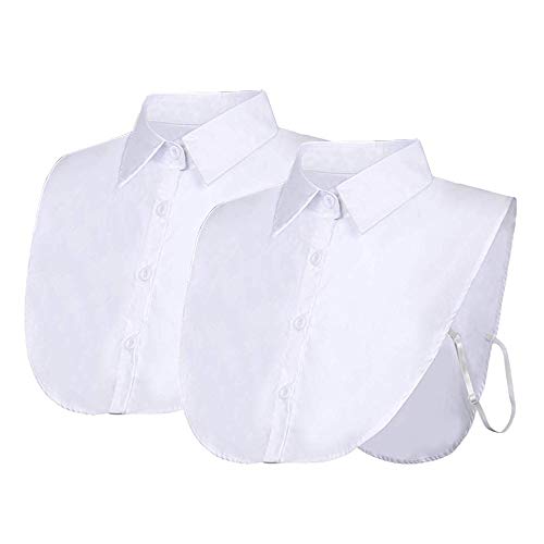 Zone Star 2 Piece Fake Collar Detachable Dickey Collar Blouse Half Shirts False Collar for Girls and Women (2pair Pointed(White))