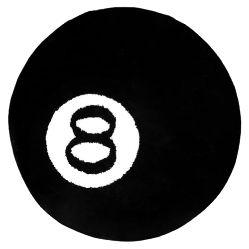 Gatphy 8 Ball Rug Simulation Billiards Round Rugby Decorative Carpet 60CM 80CM 100CM Absorbent Non Slip Soft Bath Mat Machine Washable for Living Room Party Decorations (Black 100X100)