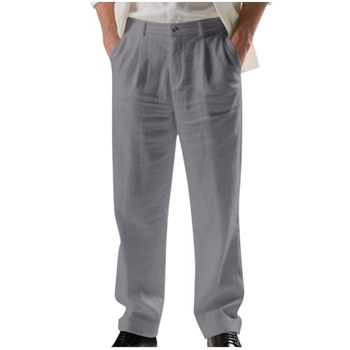 Long Pant for Men Fashion Thin Straight Wide Leg Breathable Trousers Button Casual Solid Color Working Daily Party