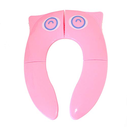 Preisvergleich Produktbild Outtybrave Baby-Töpfchen, zusammenklappbar, tragbar, Rutschfest, für Kleinkinder, Toilettentraining, für Reisen, Rose, Owl Big Eyes