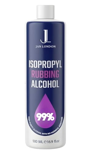 JAN LONDON Isopropyl Rubbing Alcohol IPA 99.9% High Purity Multipurpose Disinfectant & Cleaner for Surfaces Electronics First-Aid and More Fast Evaporating Residue-Free 500ml