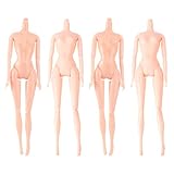 4Pcs Plastic Flexible Rotation 12 Moveable Joints Doll Toy Rotatable Nude Doll Body Toy Female Figure Naked Body Dolls for DIY Dolls