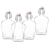 Bormioli Rocco Fiaschetta Glass 17 Ounce Pocket Flask, Set of 4