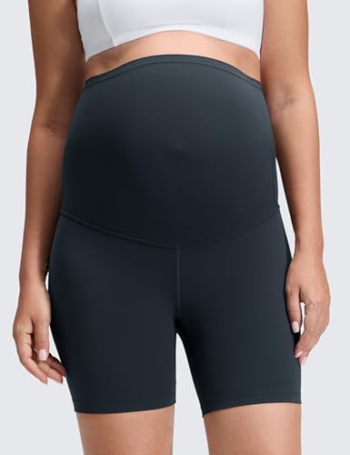 Image of CRZ YOGA Maternity Biker Shorts 6 inch | Butterluxe, Extremely Soft, Gentle Compression, Yoga, Super High Rise, U-shaped Belly, Pregnancy and Postpartum