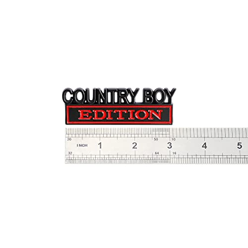 Image of 2 Pcs Country Boy Edition Emblem 3D Metal Badge Decal Sticker Fit for Universal Car Truck SUV Side Rear Front Hood Trunk Door (Black Red)