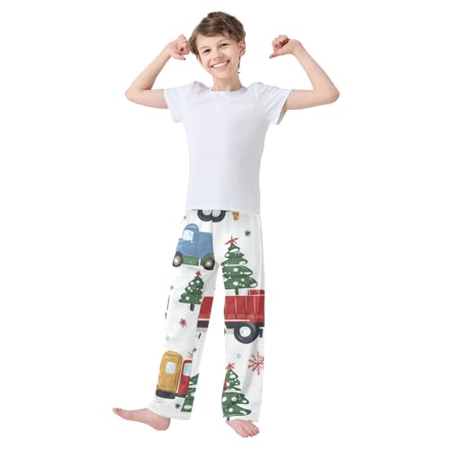 ZZXXB Xmas Truck and Tree Boys Long Pants Soft Trousers Elastic Waist Kids Lounge Bottoms with Pockets S-XL3