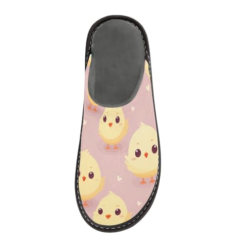 Yellow Small Chick Fuzzy Slippers Soft Home Bedroom Slippers for Women Men House Shoes3