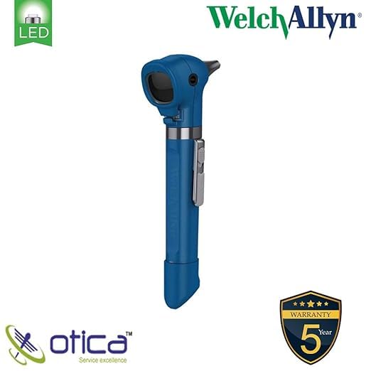 Image of OTICA For Welch Allyn Pocket LED Otoscope Fiber Optic Professional Otoscope with AA Battery Handle 22870 - Blue