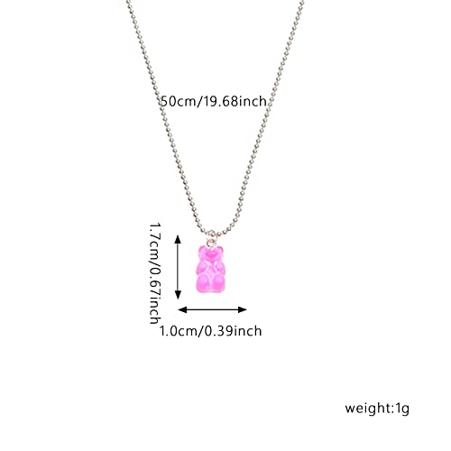 GBAHFY 8 Pcs Colorful Resin Gummy Bear Pendant Necklace Cute Transparent Rainbow Candy Color Bear Chain Necklaces Accessories Lovely Animal Punk Party Jewelry for Women Girls Gifts3