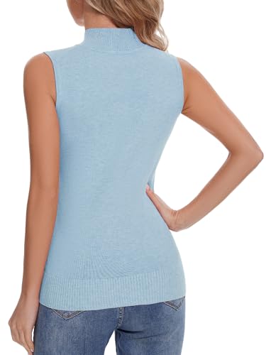 Image of Sleeveless Mock Neck Tops for Women Soft Slim Fit Knit Vest Tops