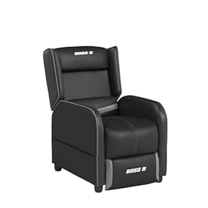 Lemberi gaming recliner chair for adults pu leather home theater seating video game chairs for living room ergonomic racing style single movie gamer lounge sofa grey  urban country home decor