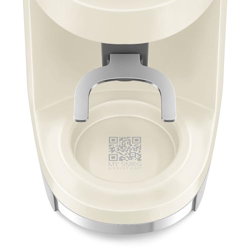 Image of SMEG CGF03 Burr Coffee Grinder, Electric Conical Burr Grinder with 15 Grind Settings, 8 Presets, 240g Bean Hopper, Espresso, Moka & Drip Coffee Grinder, 50's Retro Style (Cream)