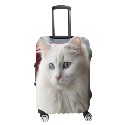 Carry on Luggage Cover Cute White Cat Suitcase Covers for Luggages Tsa Approved Travel Luggage Sleeve Protector Elastic Suitcase Protector Anti-Scratch Washable Fits 19-30 Inch Case -L4