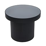 SVITA Miguel Beistelltisch mit Glas Coffeetable Couchtisch klein rund Sofatisch Schwarz/Schwarz 59 x 45 cm (ø x H)