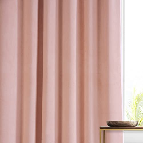 Image of HPD Half Price Drapes Signature Plush Velvet Blackout Curtains for Bedroom (1 Panel), 50W X 96L Hotel Black Out Curtains for Living Room, Thermal Insulated Blackout Curtains, Apricot Blossom