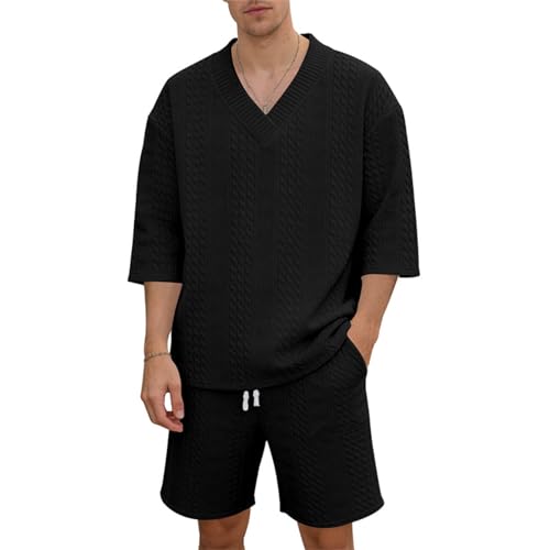 Vêtements de détente pour homme t-shirt col V short été