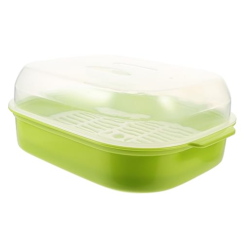 iplusmile 1Pieza Vaporera de Microondas Verde Utensilio de Cocina Cocción Vapor Calentar Bollos y Verduras Material Duradero y Práctico con Ventilación de Vapor